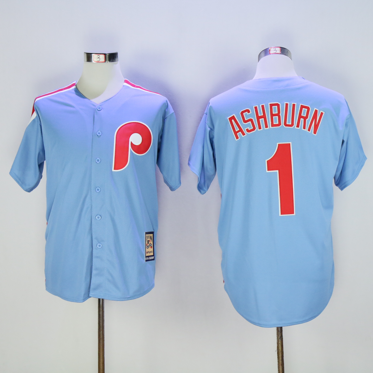Men Philadelphia Phillies #1 Ashburn Blue Throwback Game MLB Jerseys->philadelphia phillies->MLB Jersey